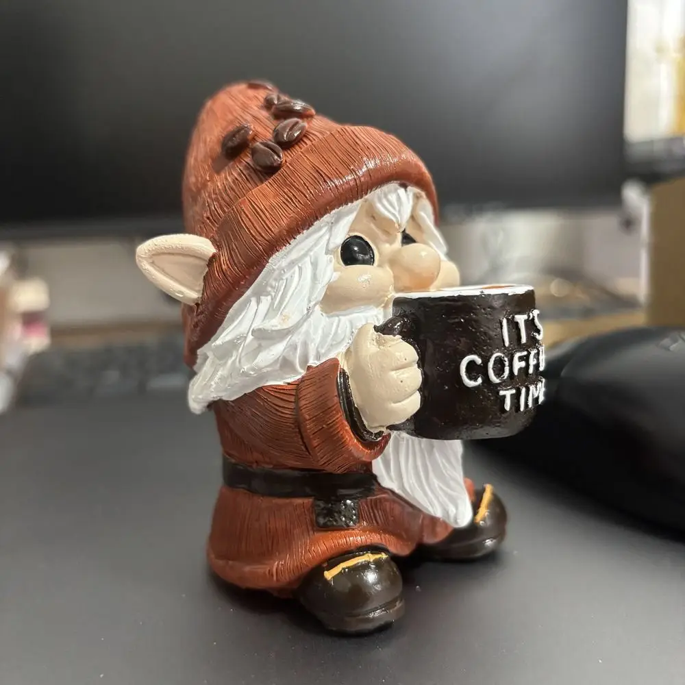 Micro Landscape Resin Coffee Gnome Figurine Cute Unique Miniature Sculpture Decorative Dwarf Statue Background Layout