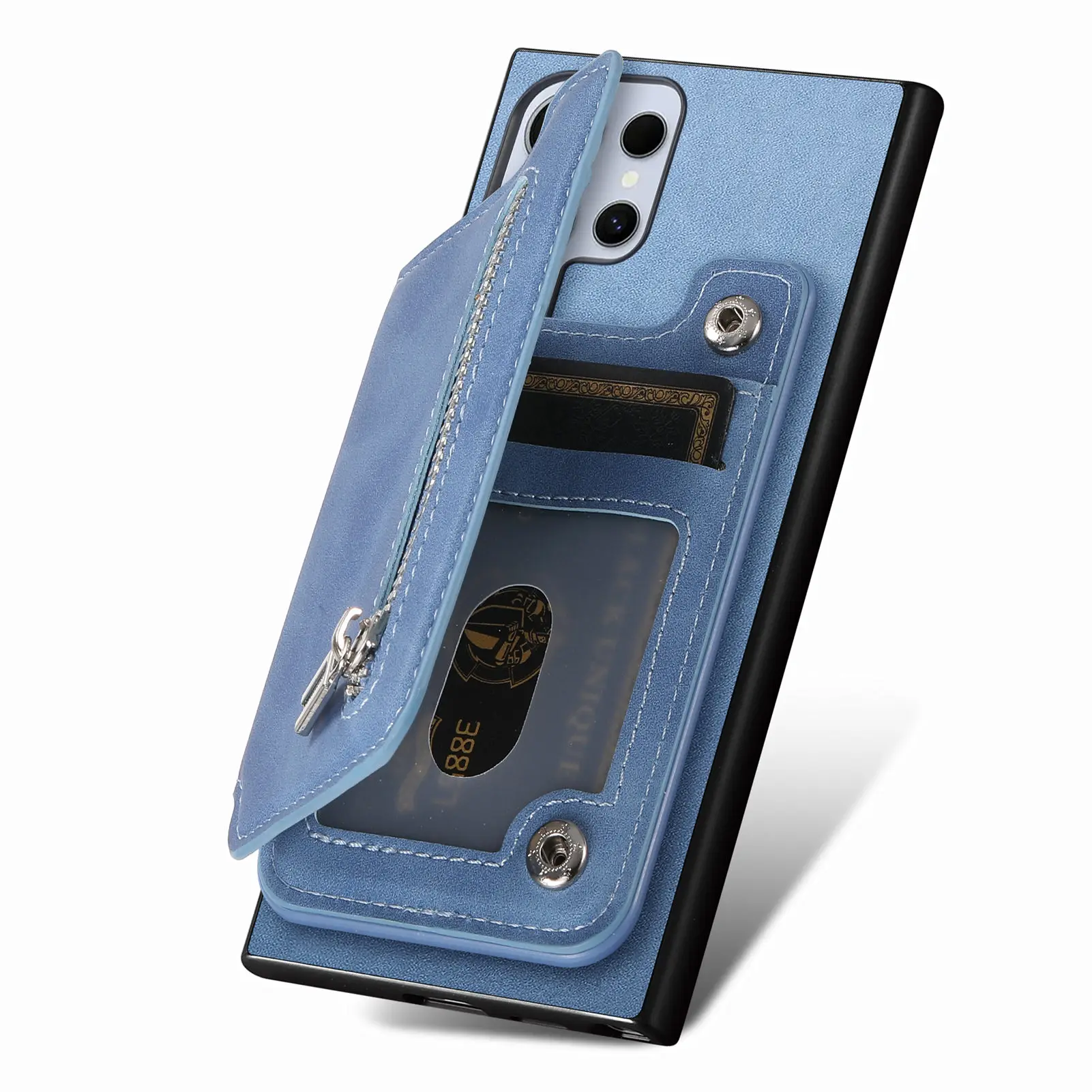 2 in 1 Magnetkarten-Solt-Reißverschluss-Geldbörse Abnehmbare Lederhülle für Samsung Galaxy S24 Ultra S23 Plus A05 A55 A15 A25 Taschenabdeckung_voghion.com