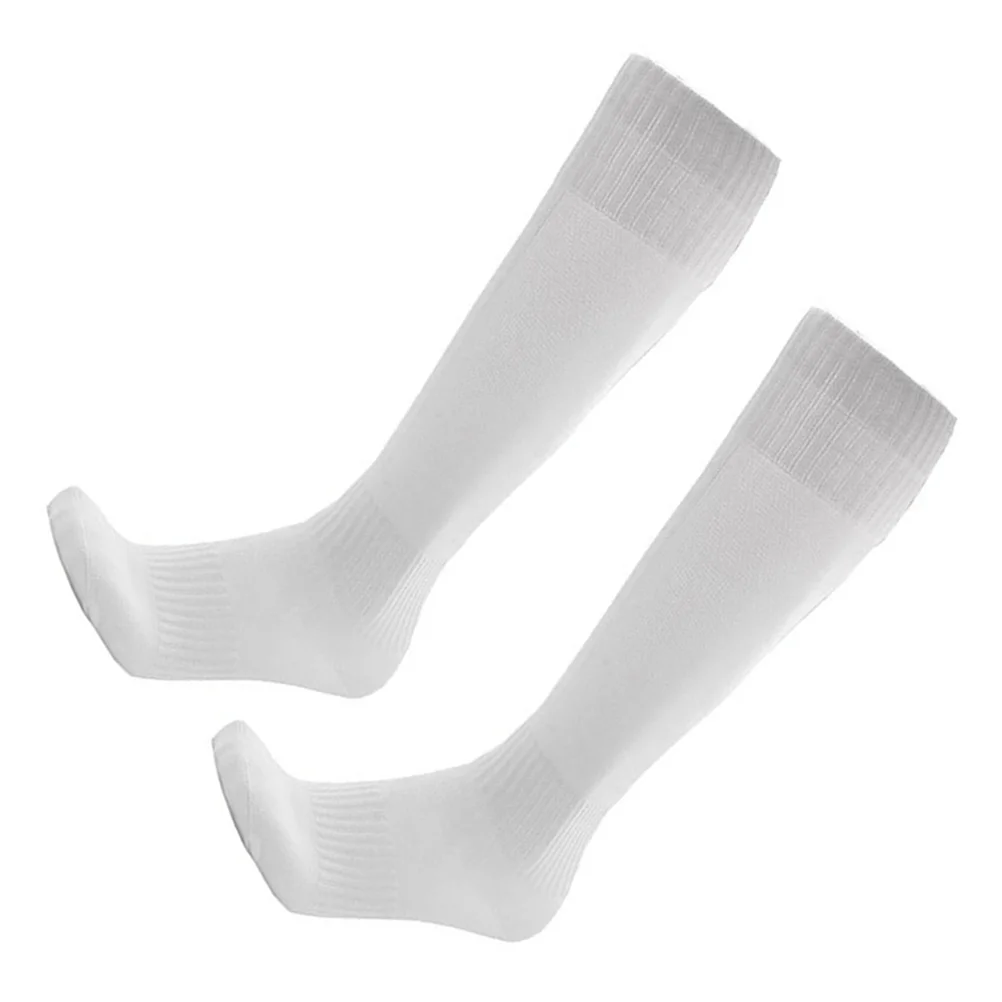 

Unisex Sports Mens Boys Football Soccer Plain Long Socks Over Sock (White)