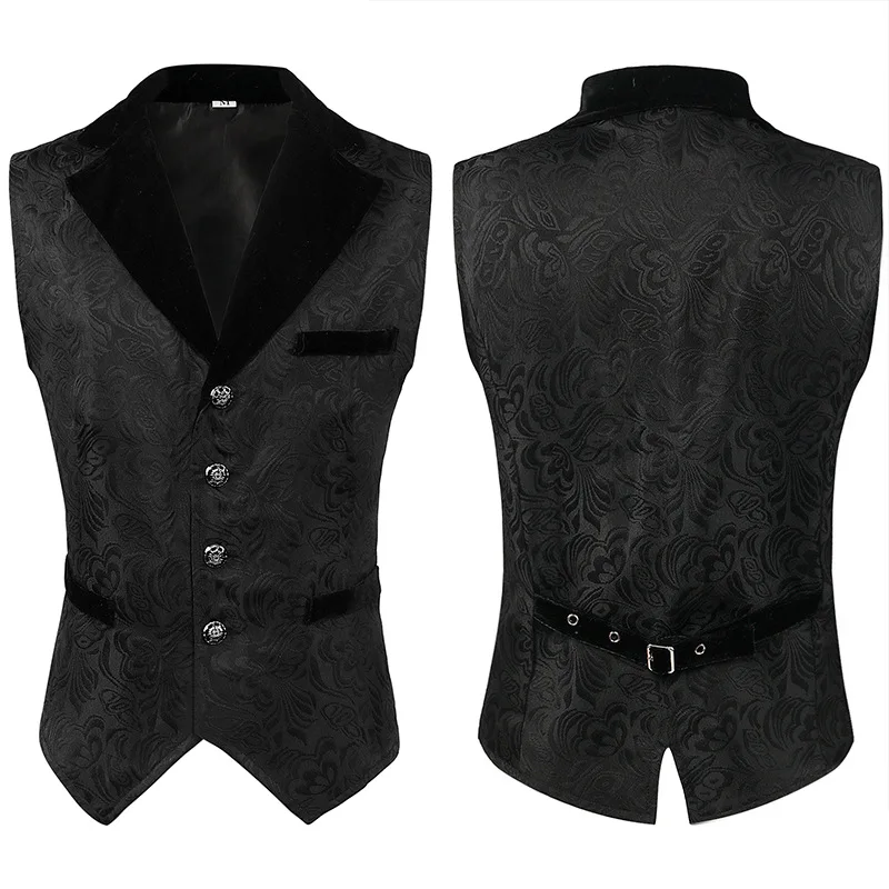 2023New  Wear Medieval Gothic Steampunk Men's Tank Top Retro Gothic ceremonial dress Costume Single breasted men's suit vest