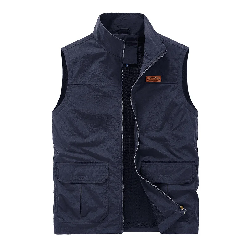 

Safety Mens Vest Clothing Jacket Spring and Summer Fashion Casual Windbreaker Outwear Stand Slim Military Embroidery