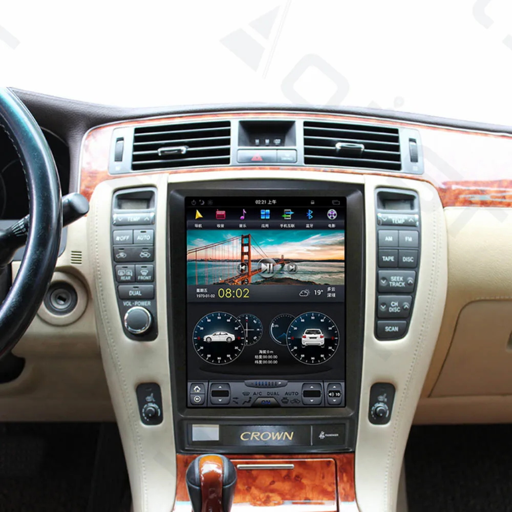 

128G Тесла стиль для Toyota Crown 2005-2009 Android 11 Qualcomm 665 автомобильное радио экран GPS навигация авто стерео Мультимедийный Плеер
