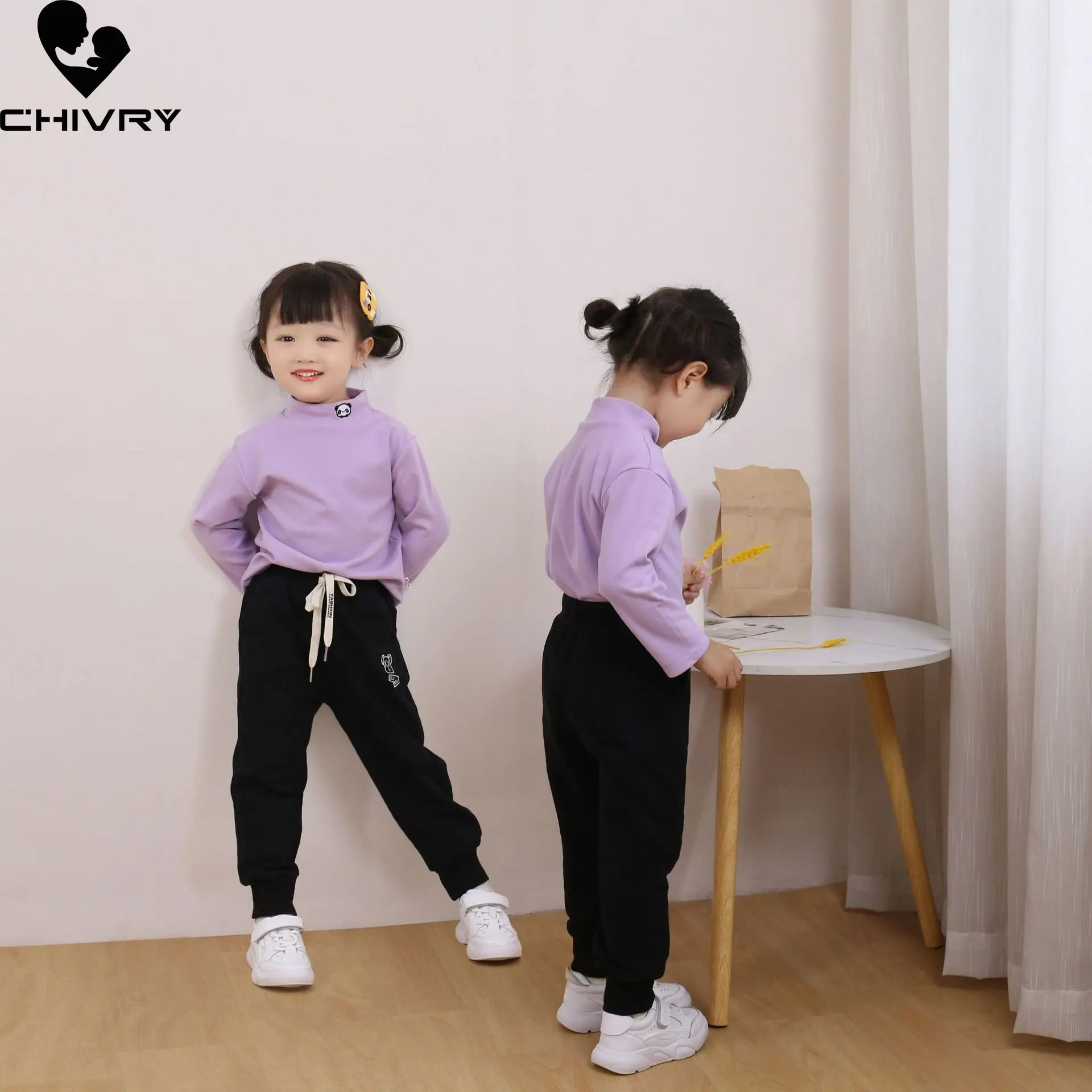 Kids T-Shirts New 2023 Spring Autumn Boys Girls Kids Fashion Solid T Shirt Tops Children Turtleneck Long Sleeve Casual T-shirts