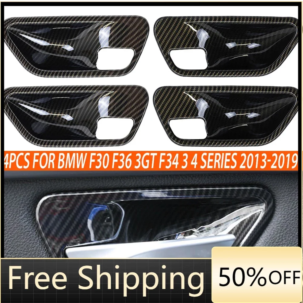 

4PCS ABS Car Door Inner Handle Bowls Cover Trim Decoration Sticker For BMW F30 F36 3GT F34 3 4 Series 2013-2019 Car Accessories