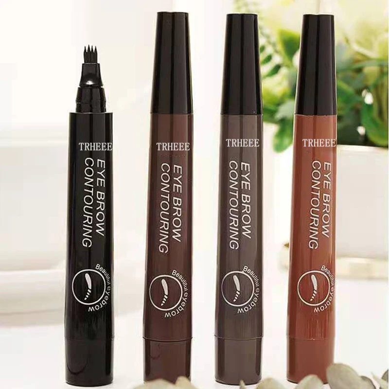 Liquid Eyebrow Pencil 4 Tip Waterproof Smudge Proof Brow Pen_voghion.com