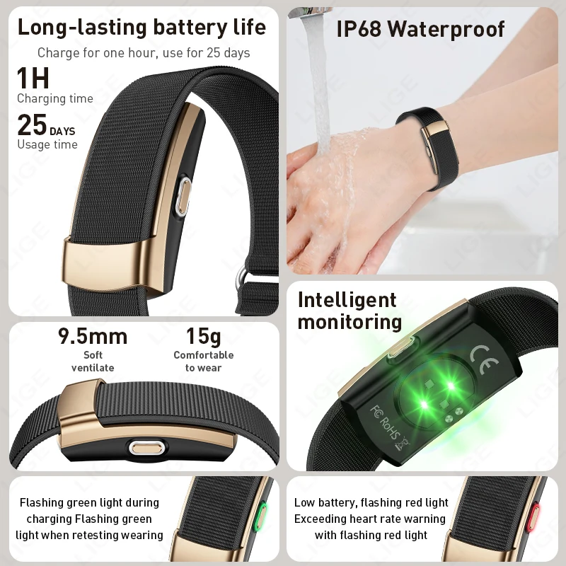 178+ 스포츠 모드 피트니스 트래커 15g 초경량 170+ 스포츠 모드 스포츠 스마트 팔찌 IP68 방수 알람 시계 스마트밴드 SpO2