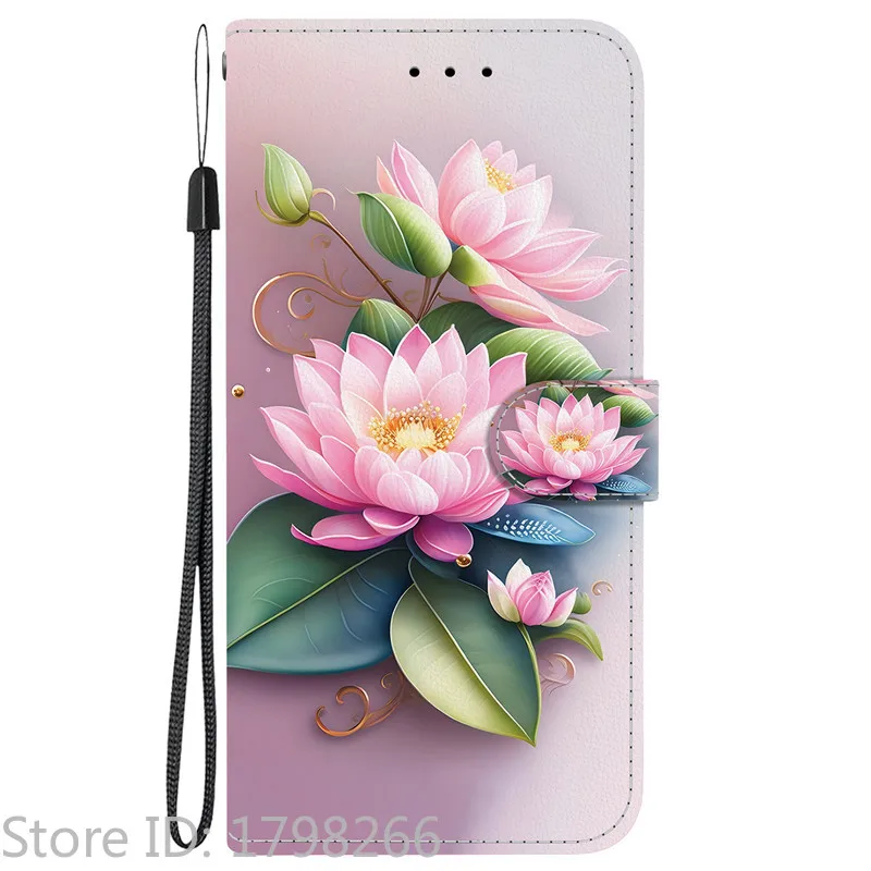 Elegant Colored Flower Wallet Phone Case - Magnetic Flip Leather Cover with Cute 3D Pattern