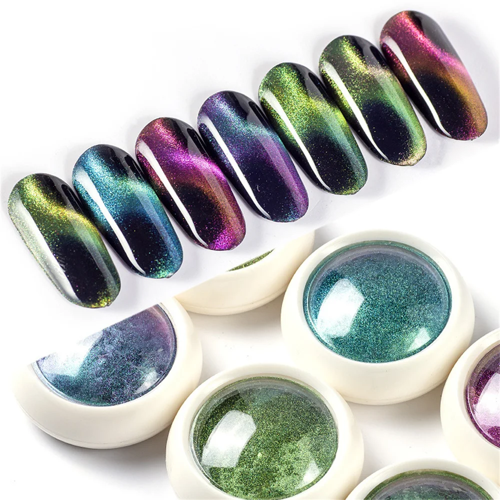 Cat Magnet Nail Powder Glitter Nail Shinning Chameleon Holographic Effect Chrome Pigment Dust UV Gel Polish