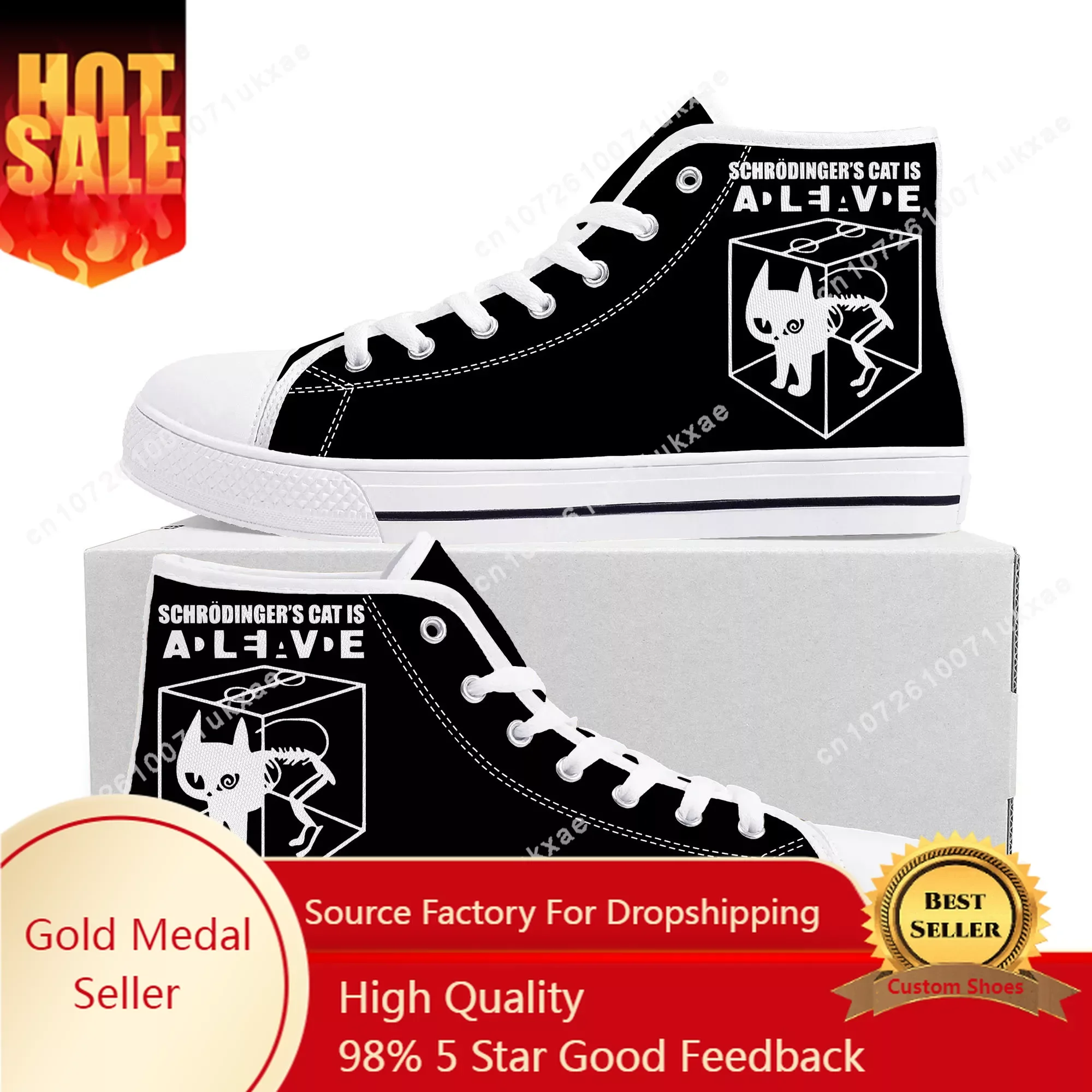 

The Big TBBT Schrodinger's Cat High Top Sneakers Mens Womens Teenager Canvas Sneaker Casual Custom Made Shoes Customize Shoe