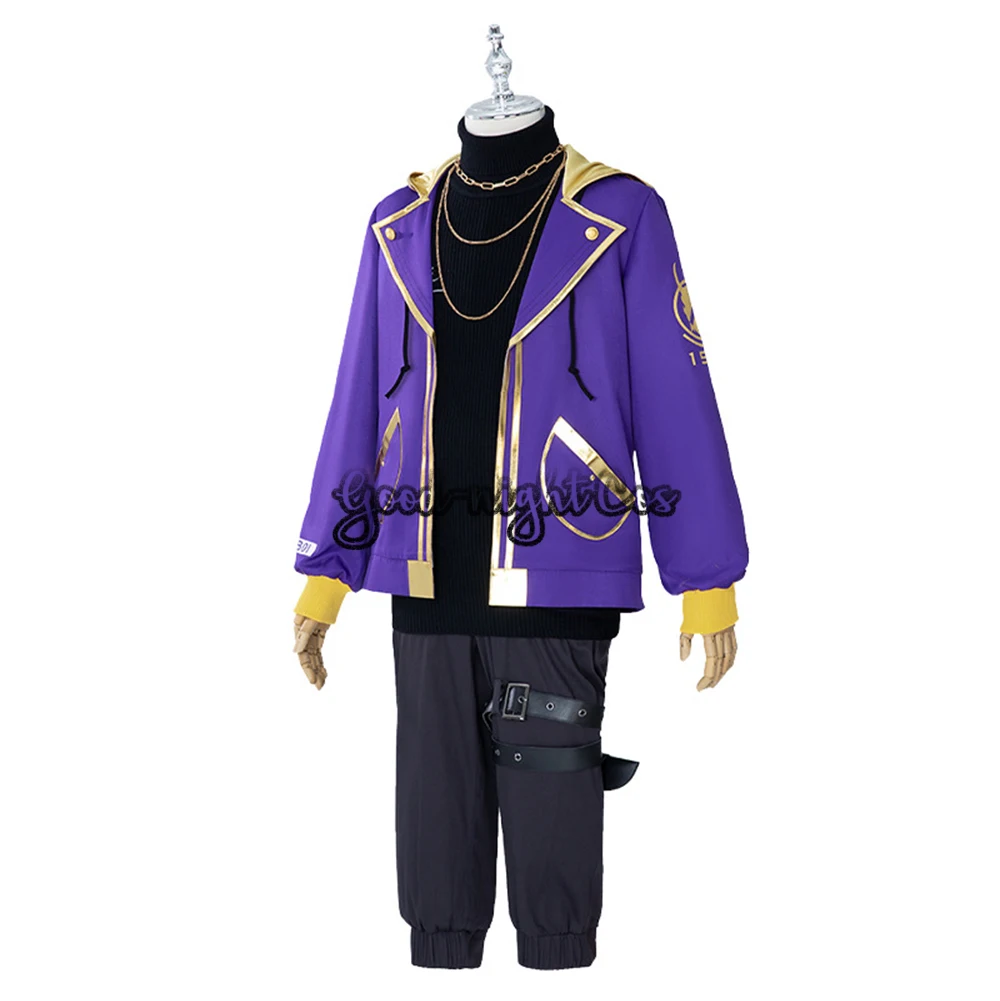 Perruque de Costume de Cosplay Yutuber VTuber Shoto Shxtou, perruque de Costume NIJISANJI EN Idol, jeu de rôle, veste violette, Costume d'uniforme de carnaval d'halloween