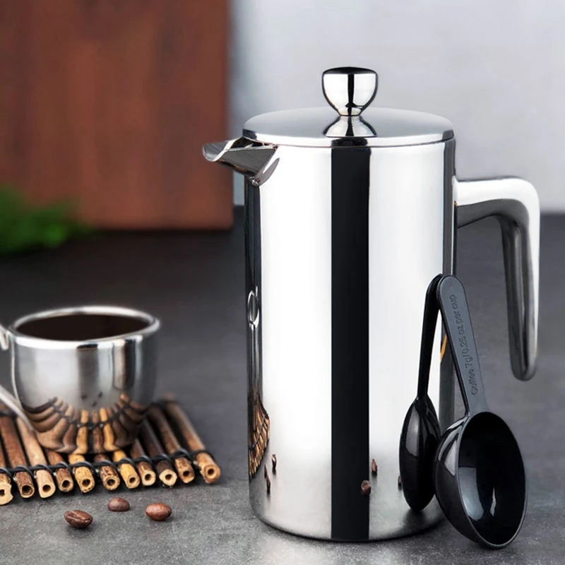 

Professional Stainless Steel French Press Coffee Percolators Best Double Wall Coffee Pot Giving One Filter Basket