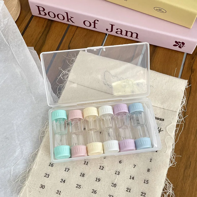6 RGP 렌즈 컨테이너 여성 INS 콘택트 렌즈 케이스 남성 컬러 콘택트 렌즈 보관함 휴대용 여행 세트