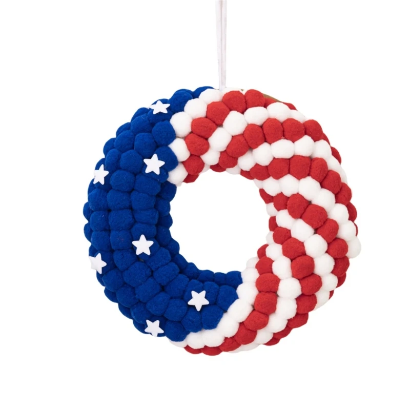 

Artificial Round Shaped Patriotic Wreath for Front Door and Independence Day Day