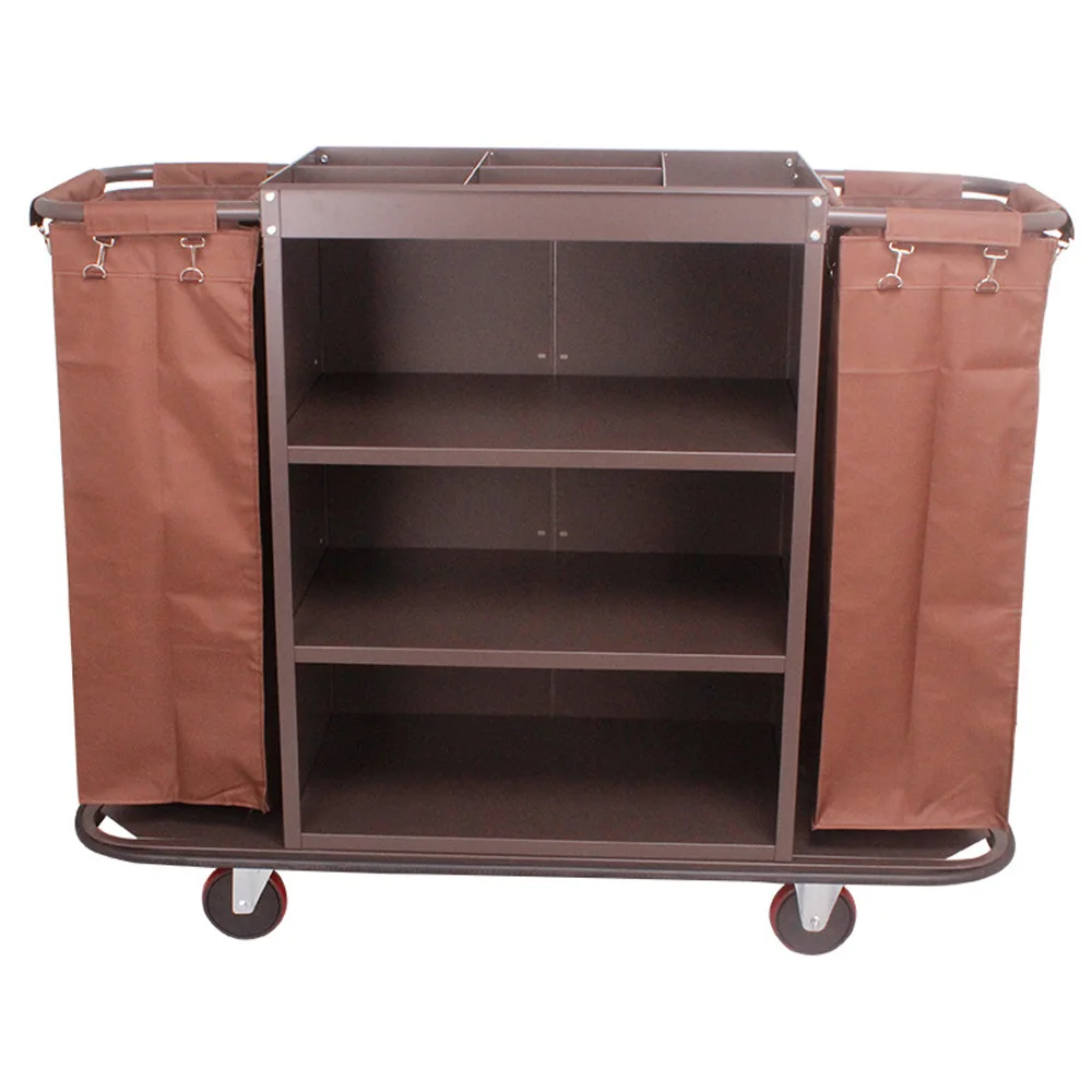 Hotel Trolley Stainless Steel Trolley Housekeeping Cart Hotel Room Service Car Multifunctional With Bag Spread
