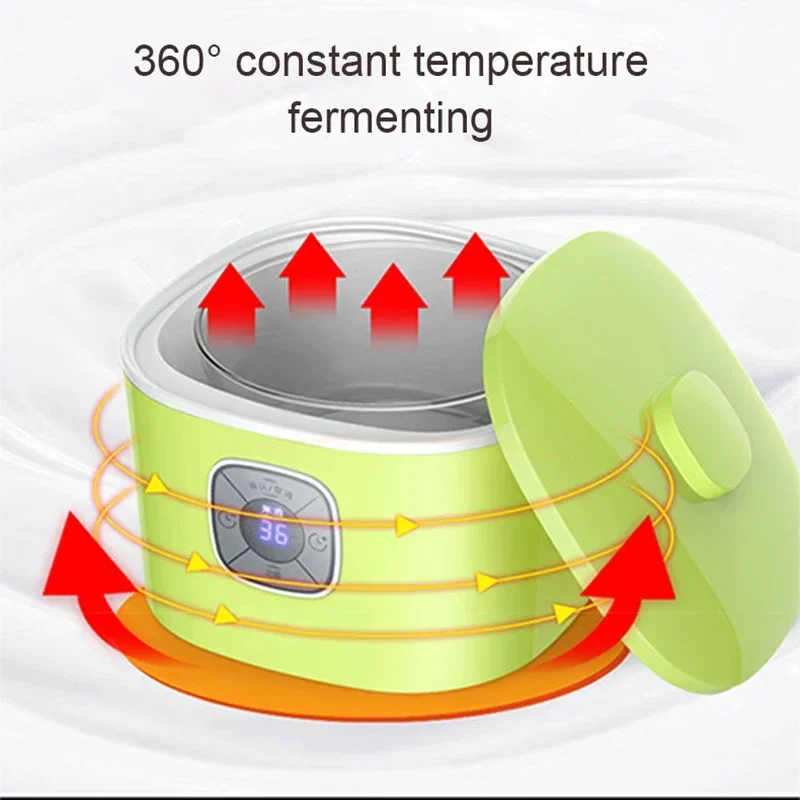 Electric Yogurt Maker yogurt maker Leben Fermenter Automatic Multifunction 1L Glass Liner Natto Rice Wine Fermenting Machine 4 Yoghurt Cups
