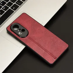 Luxurious Calfskin PU Leather ShockProof Back Cover for OPPO Reno 10 (Red)
