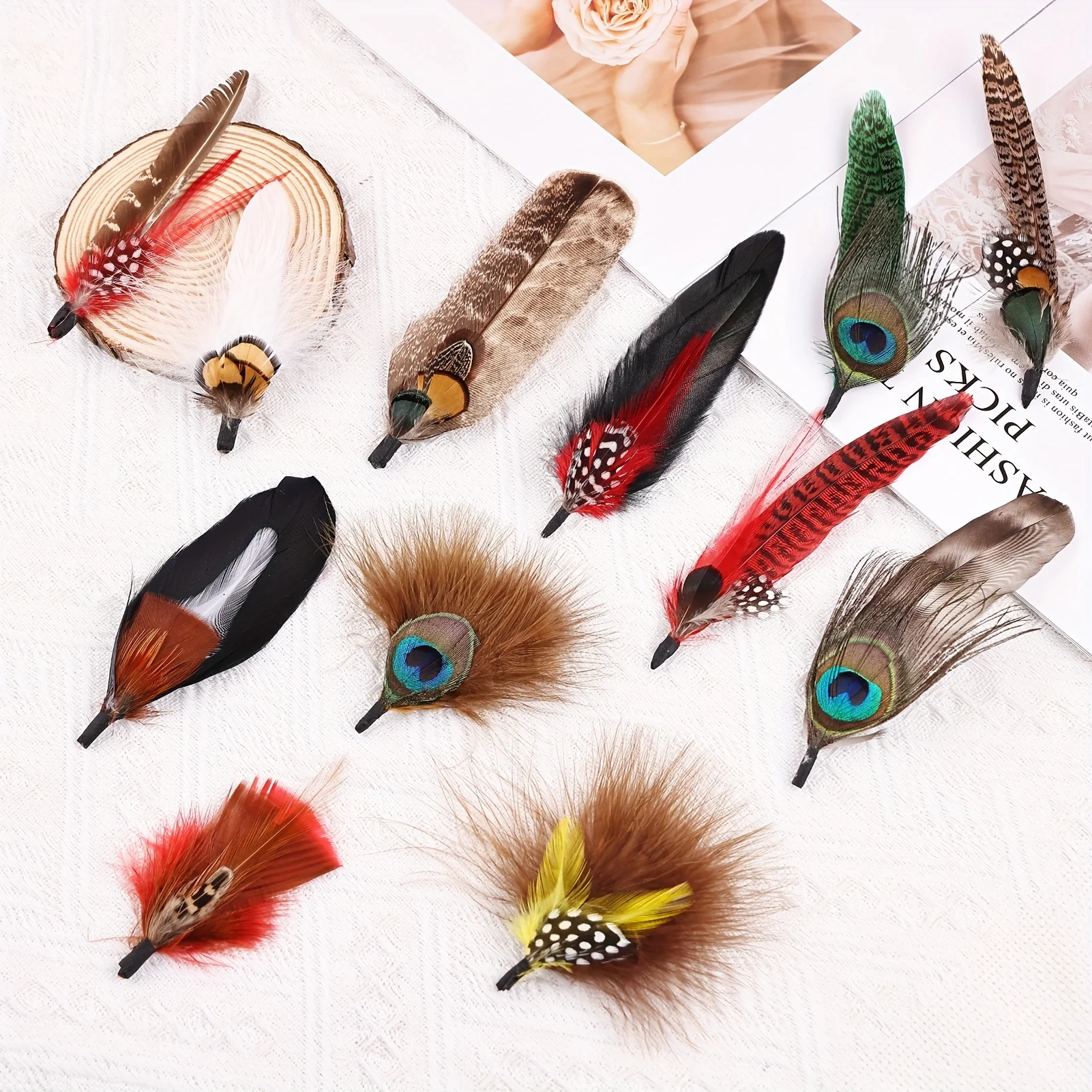 Description Picture 3 of item10-12 Pcs Natural Peacock Feathers for Hats – Colorful Real Feathers for DIY Fedora, Cowboy, and Party Hats