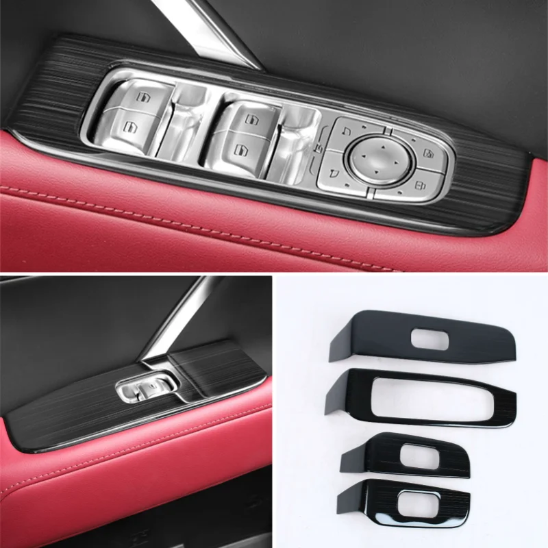 

LHD For GWM Great Wall TANK 400 2023 2024 Interior Moulding Car Window Lift Switch Button Sticker Stainless Steel 4PCS/SET