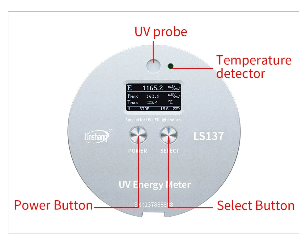 Uv Energy Meter Radiometer UVA LED Light Sources LS137 Measure Energy, Power and