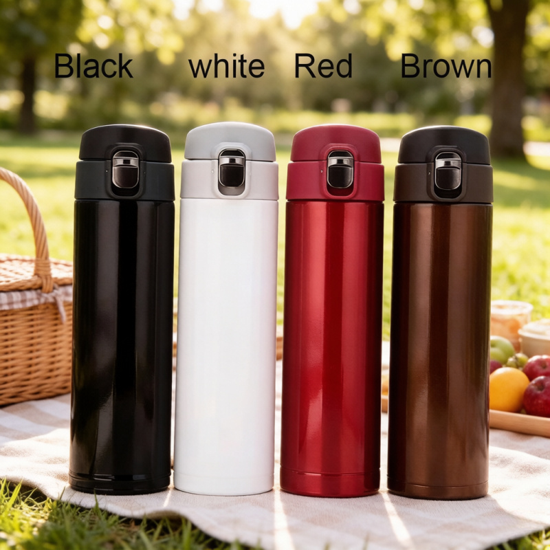 Student Thermos Cup for School, Creative Bullet Cover Direct Drinking Water Cup, Simple Solid Color Durable & Practical