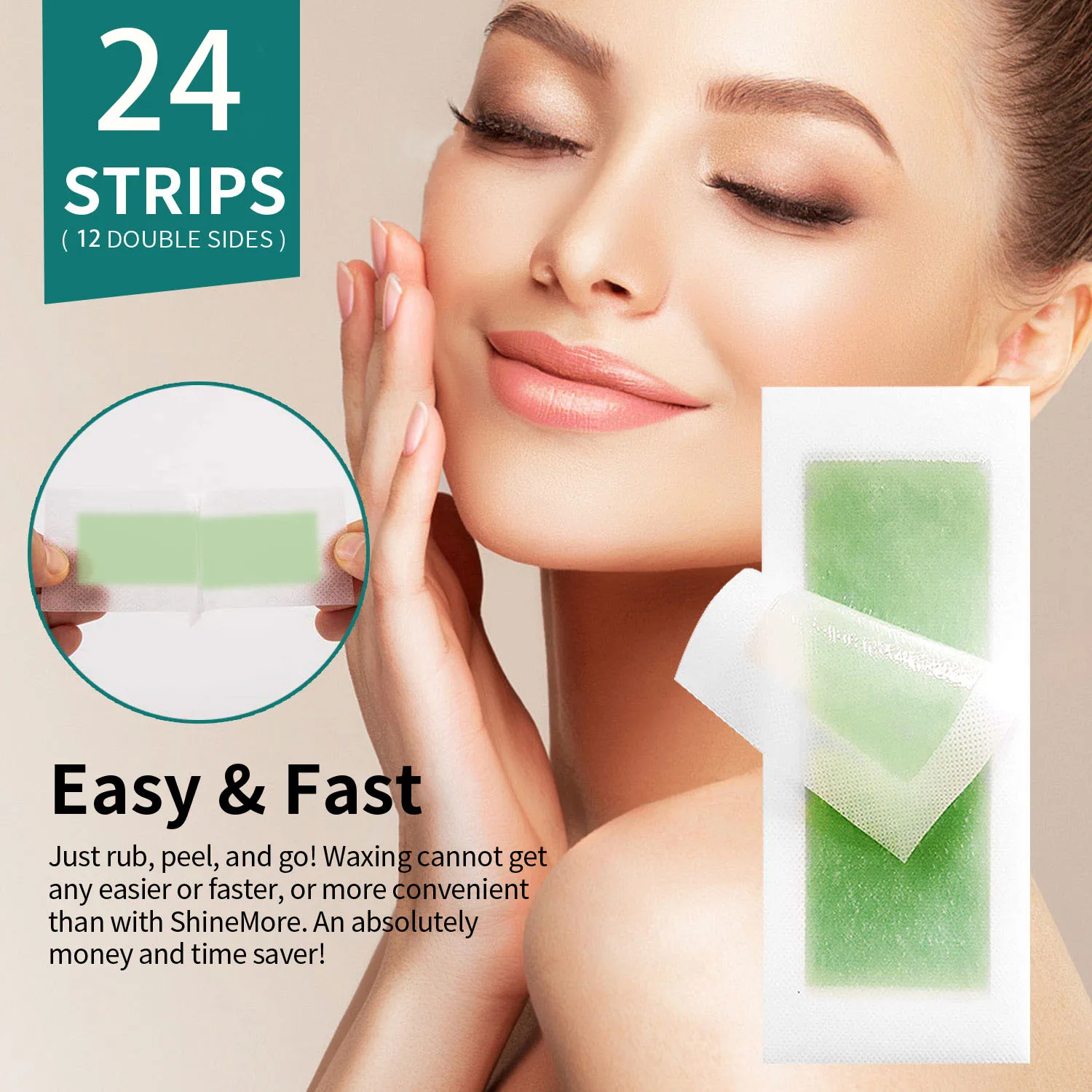 Anglearea Facial Lip Wax Strips 12 pcs equals 24 pcs Double sided use For Face Chin Upper Lip Eyebrow Beard Hair Removal depilatory wax strips
