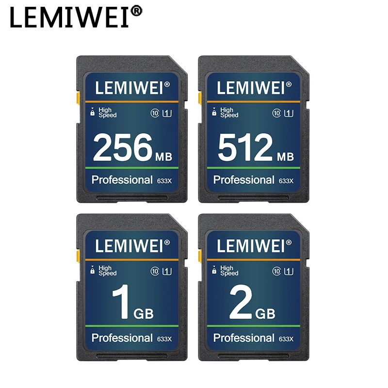 LEMIWEI SD Card 633X Professional 256MB 512MB 1GB 2GB High Speed U1 C10 Original SDXC Card Flash Memory Card for Desktop Camera