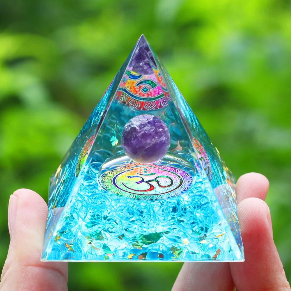 crystal pyramid Crystals Stone Orgone Pyramid Energy Generator Natural Amethyst Peridot Reiki Chakra Meditation Tool Room Decor Christmas Gifts
