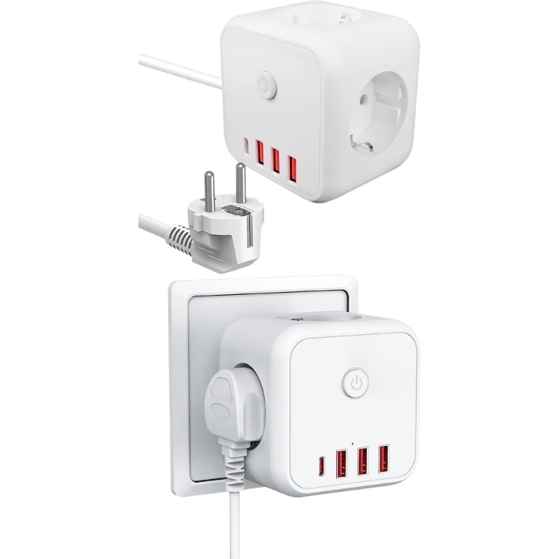 

Cube Electrical Outlet Wall Plugs with Advanced Protections System for Office