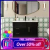36" Bathroom Vanity with Sink Combo,Painted Bathroom Storage Cabinet with Cylindrical Feet, Mirror is NOT Included, Black 1