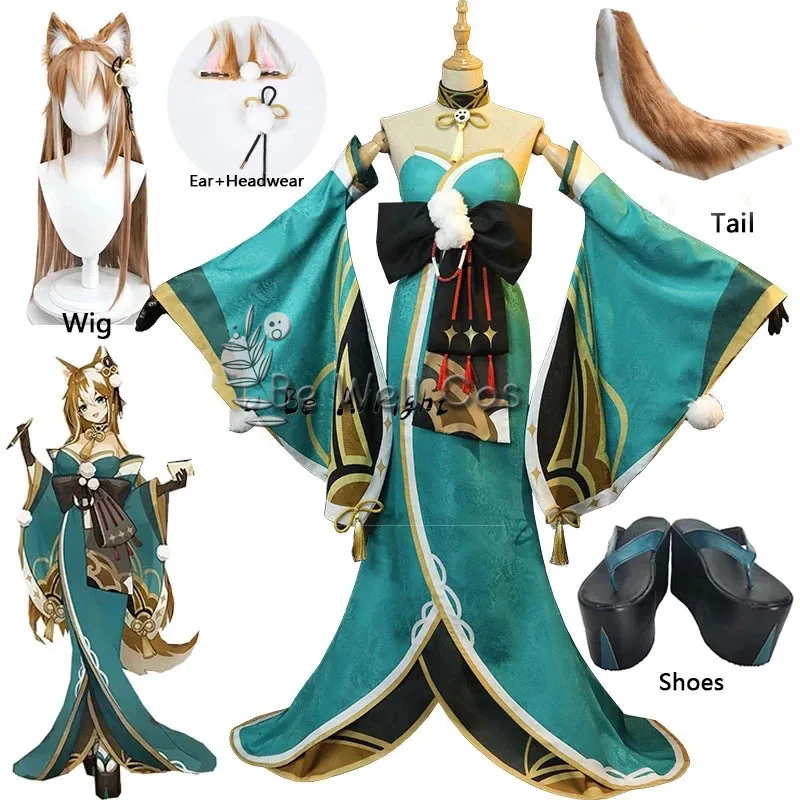 

Miss Hina Game Cosplay Costume Anime Genshin Impact Uniform Women Dress Outfits Halloween Party Outfit Full Set Wig Shoes Props