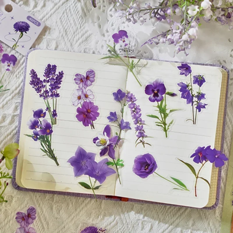 40pcs/set Natural Flower Sticker for Scrapbooking,Self-Adhesive Scrapbooking Sticker Supplies Journal for Card Making Letter DIY