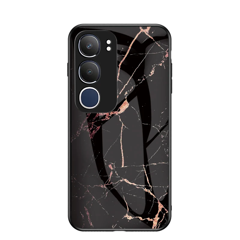 Marbling Design Tempered Glass Phone Case Cover