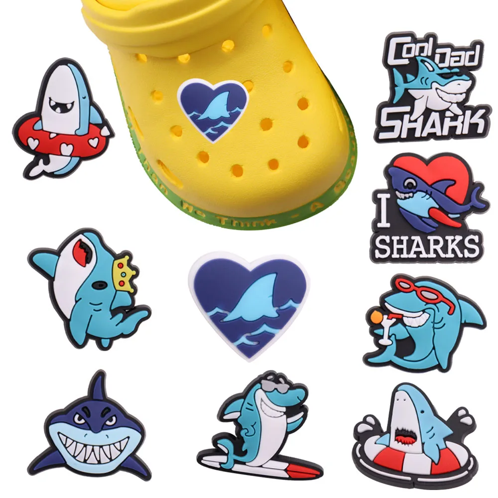

Mix 50PCS PVC Buckle Clog Kawaii Shark Croc Charms Fit Wristbands Sandals Accessories Decorations for Bands Hole Shoes Ornaments