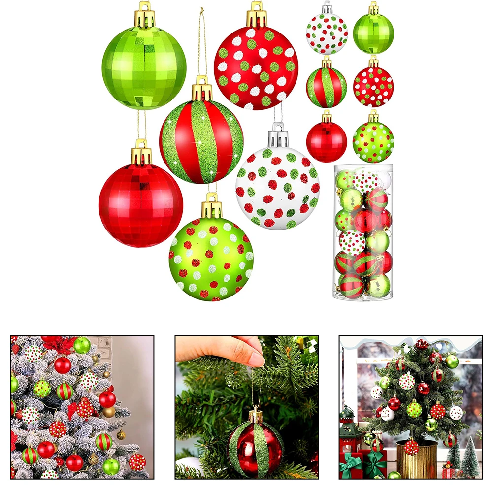 Description Picture 3 of item24Pcs Festive Christmas Ball Ornaments with Stunning Glitter Design Perfect Addition to Your Holiday Decorations