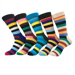 Colorful Striped Fashion Socks - 5 Pairs of Fun, Happy, Casual Crew Socks - EU 40 - 44 (5 Pairs a pack)