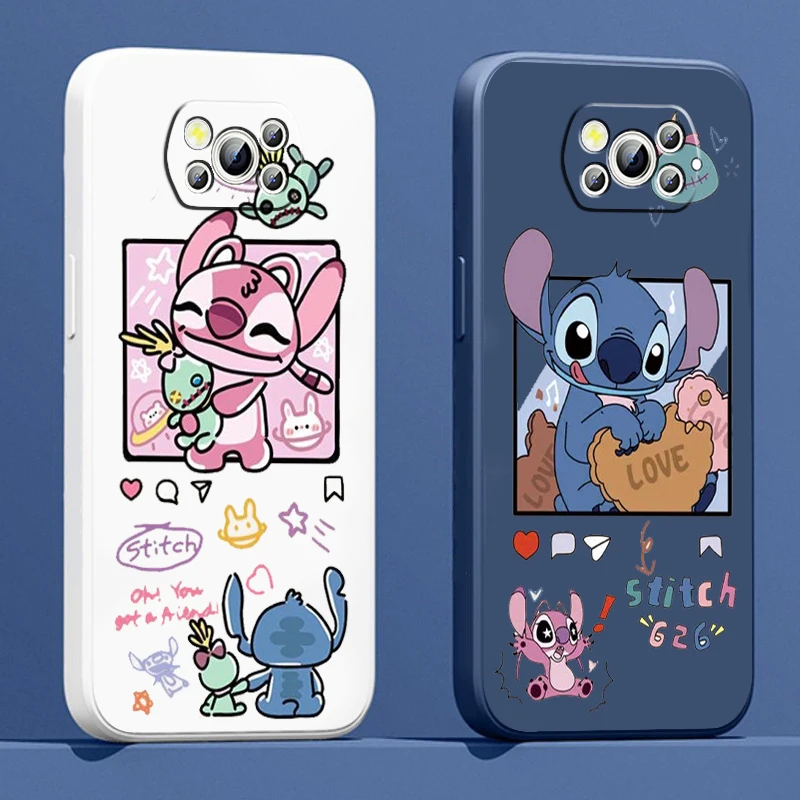 

Liquid Rope Funda Disney Stitch Fashion Cute Phone Case For Xiaomi Mi Poco X4 X3 C40 C3 M4 M3 F4 F3 GT Pro NFC 5G Soft Cover