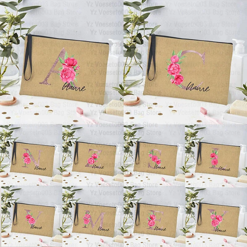 

Letter Custom Name Cosmetic Makeup Lipstick Toiletry Bag Women's Bags Organizer Teacher Atsem Gift School Supplies Pencil Pouch