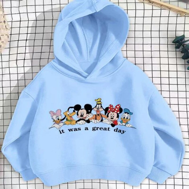 Kids Girls Autumn Spring Clothes Long Sleeve Hoodies Sweatshirt Baby Boys Cartoon Mickey Mouse Minnie Donald Pajama Tops Outfit