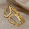 Simple Big Geometric Bangles for Women Stainless Steel Bracelets Cuff Wristband Stackable Waterptoof Jewelry Gifts 4