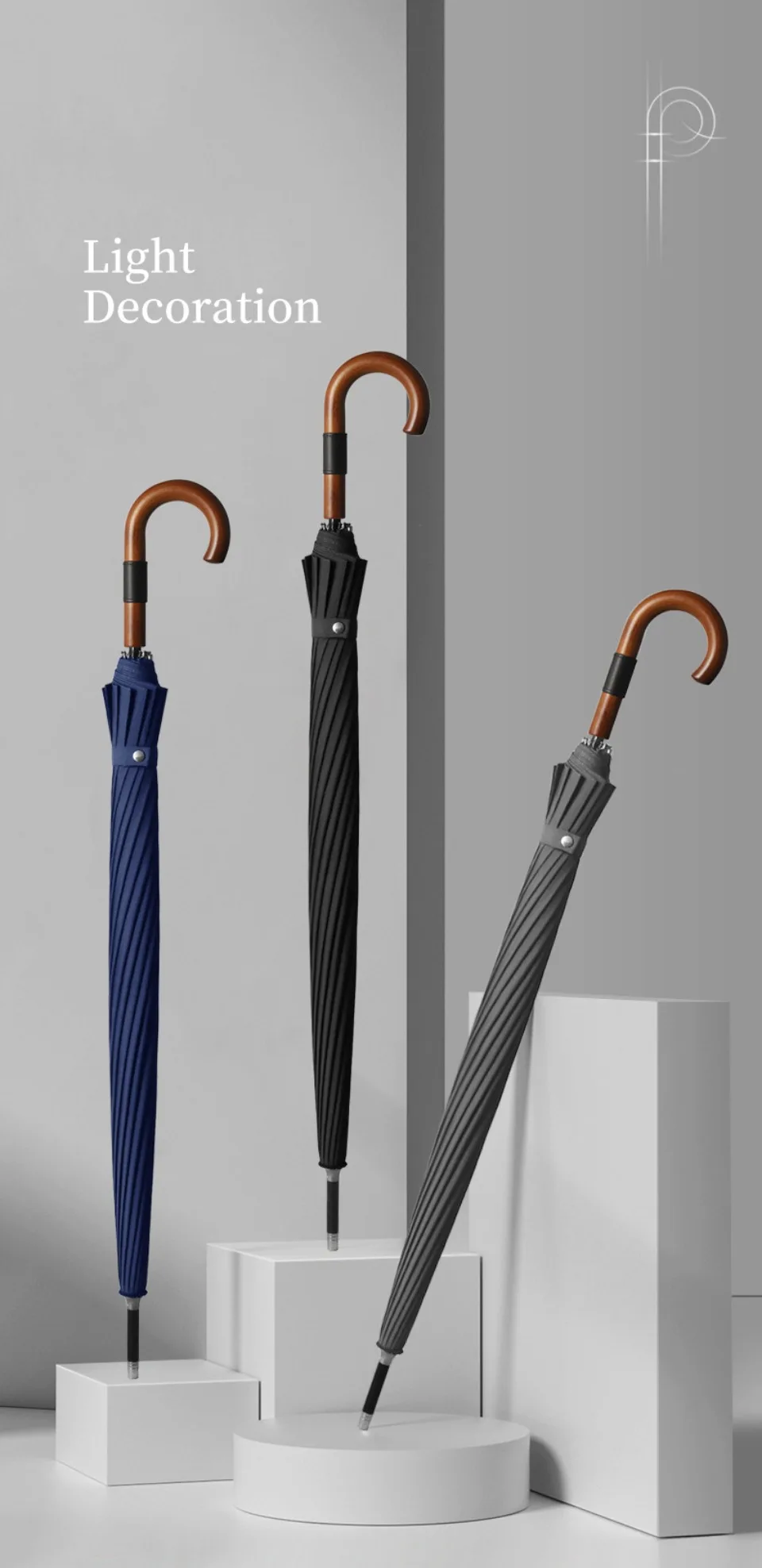 Description Picture 4 of itemWindproof 16 Bones Umbrella Big Size Long Handle Umbrella Whole Fiber Two People Wear Resistant and Anti Slip Business Umbrella