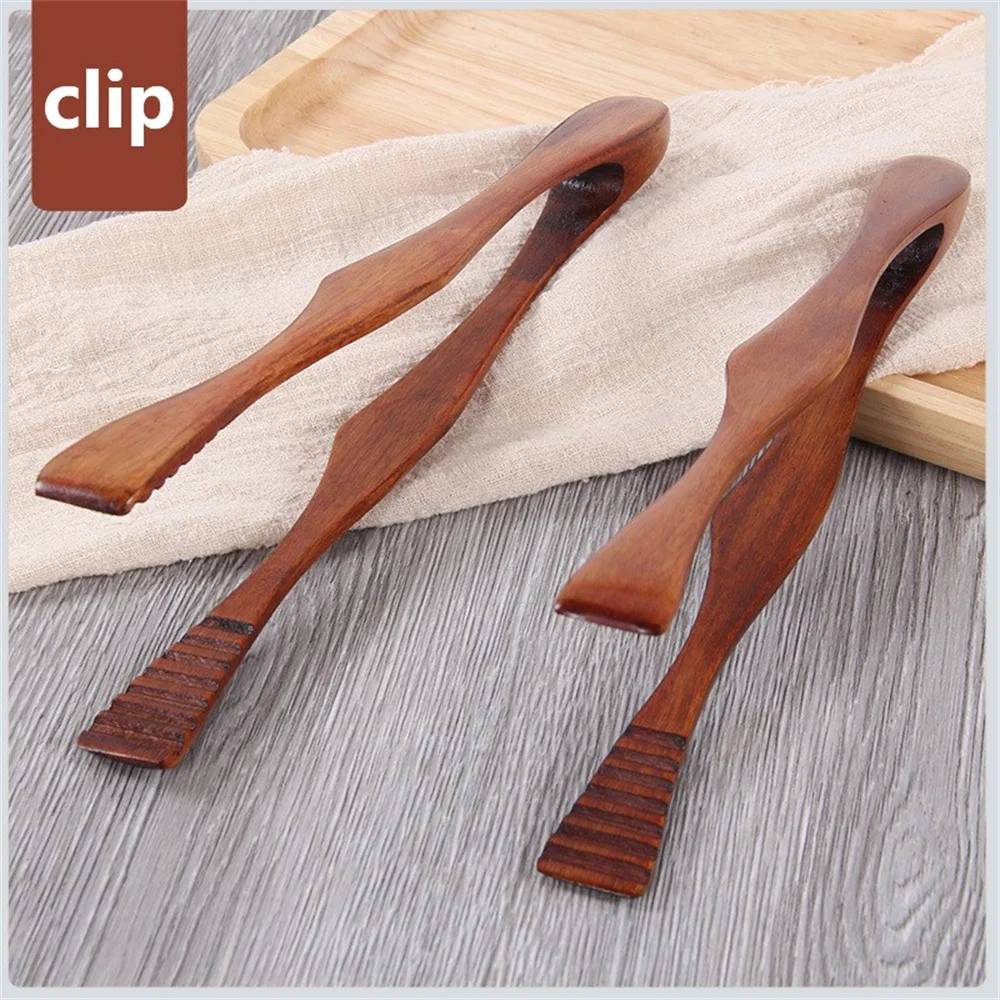3/2/1Pcs Bamboo Cooking Kitchen Tongs Food BBQ Tool Salad Bacon Steak Bread Cake Wooden Clip Home Kitchen Utensil
