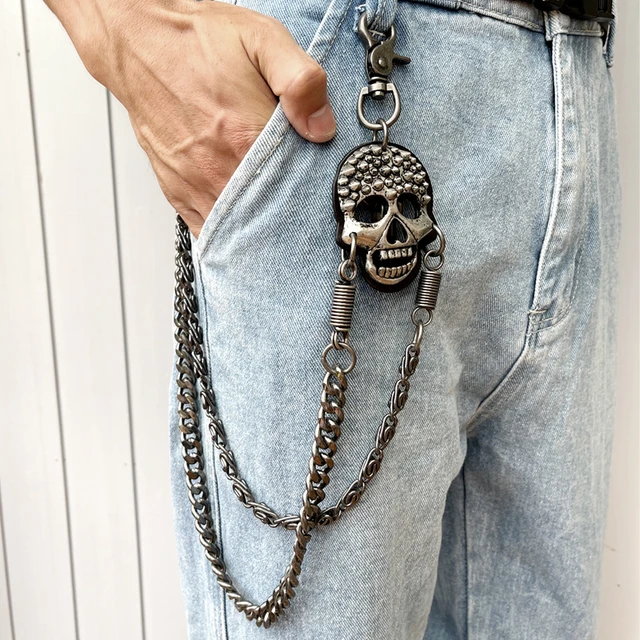 Fashion Punk Hip-hop Trendy Belt Waist Chain Multilayer Male wallet chain  Pants Chain Men Jeans Punk black Metal Pants Chains