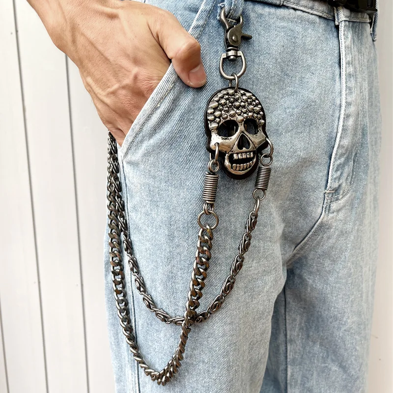 Punk Pants Jean Wallet Chain, Chain Skulls Pants