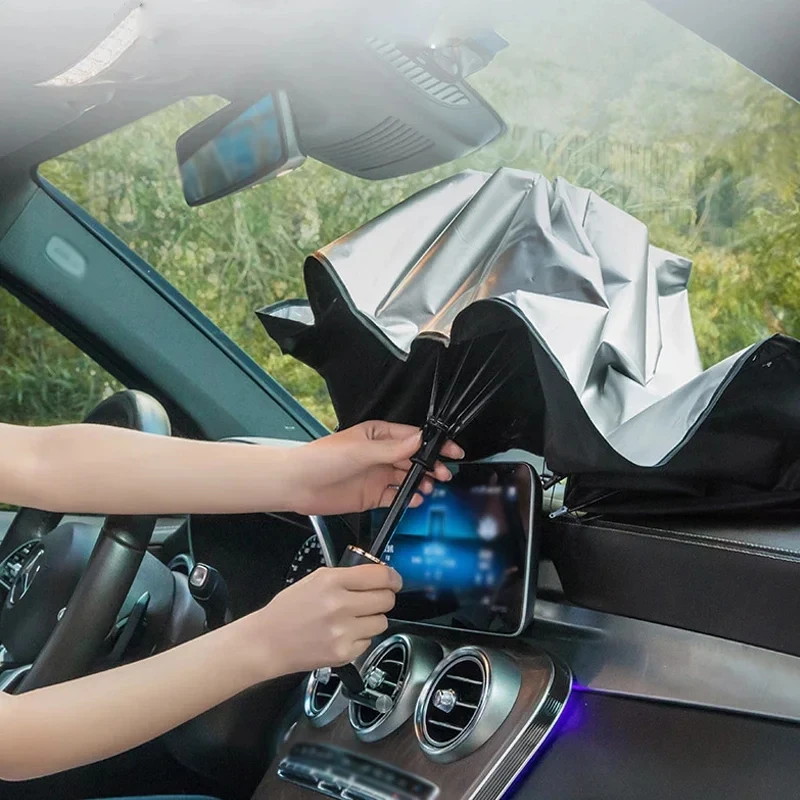 Parasole per Auto, Protezione Solare per Parabrezza, Accessori per Ombreggiatura Interna Estiva - immagine 3