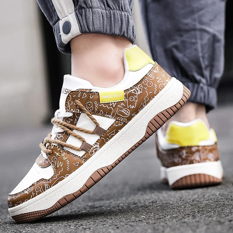 

New Men's Shoes Spring and Summer 2023 New Wave Flower Shoes Men's Tide Shoes Men's Leather Sports Casual Breathable Board Shoes