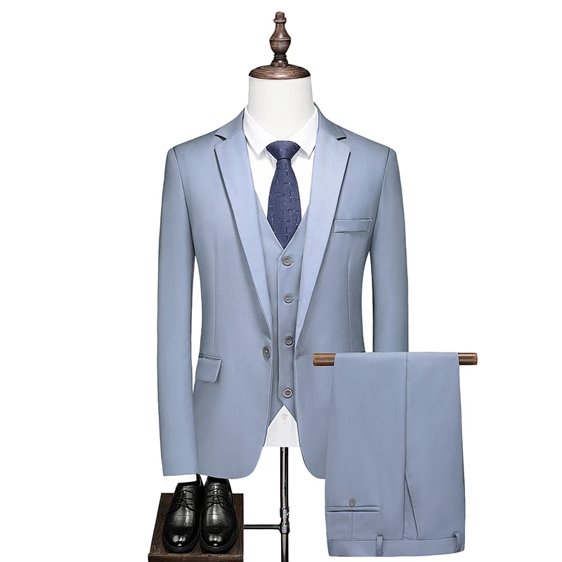 M-6XL High Quality Men (suit + Vest + Trousers) 3/2-piece Groomsman Suit Smart Casual Four Seasons Polyester Single Breasted