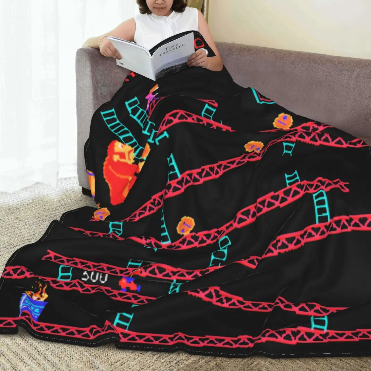 Donkey Kong Blanket Arcade Game Collage Vintage Retro Plush, 46 OFF