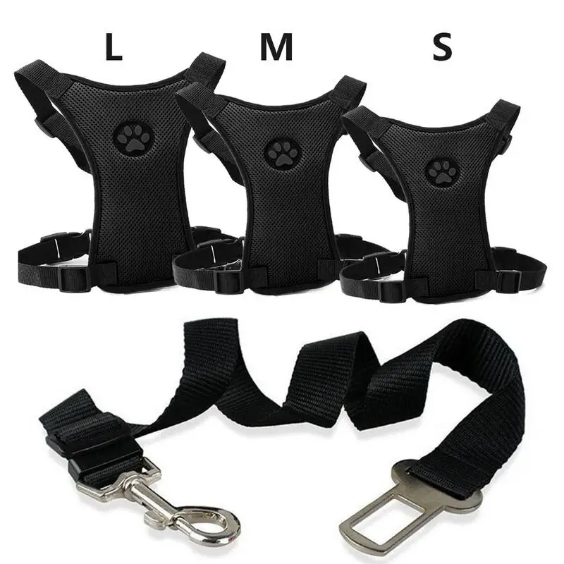 Dog harness 1pcs Breathable Mesh Leash With Adjustable Straps Car Automotive Seat Safety Belt Dog Chest Straps dog leash dog safety belt pet accessories