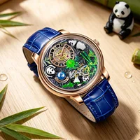 Montres PINDU à cadran panda tridimensionnel pour hommes, montres mécaniques entièrement automatiques de luxe haut de gamme, transparentes et ajourées 4
