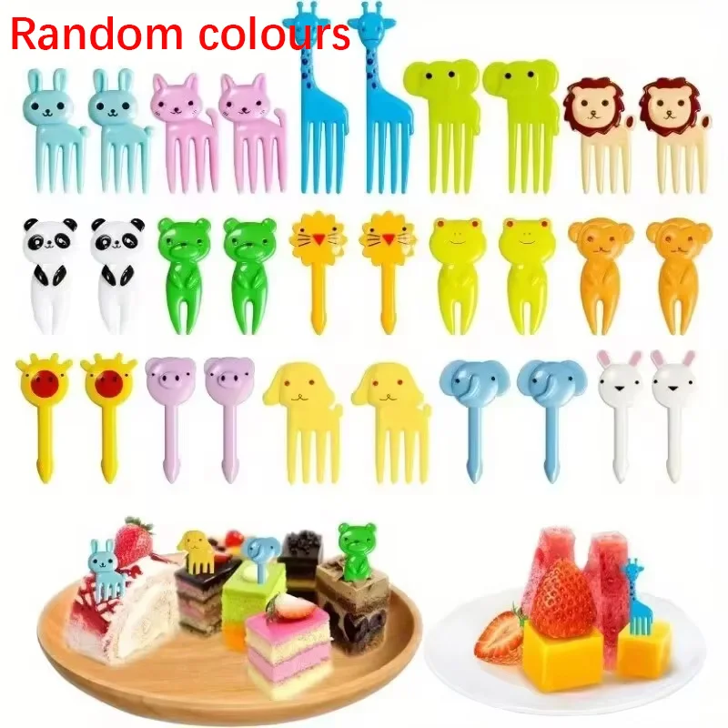 Food Toothpicks 30Pcs Animal Food Selection Reusable Cute and Fun Cartoon Animal Fruit Food Toothpicks Fruit Salad Forks Bento Box Accessorie